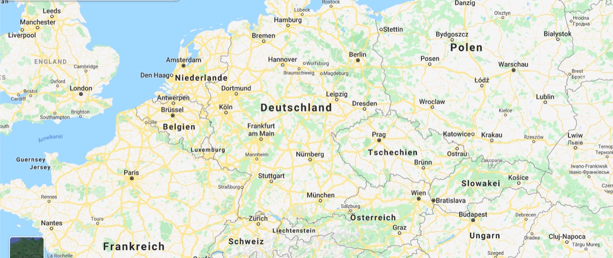 Übersichtskarte Mitteleuropa